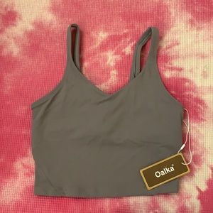 Light gray XS athletic crop top with built in sports bra
